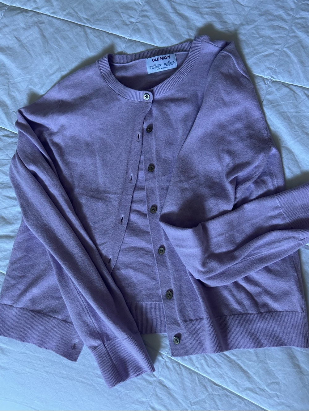 Old Navy Lavender Crewneck Button-Front Cardigan